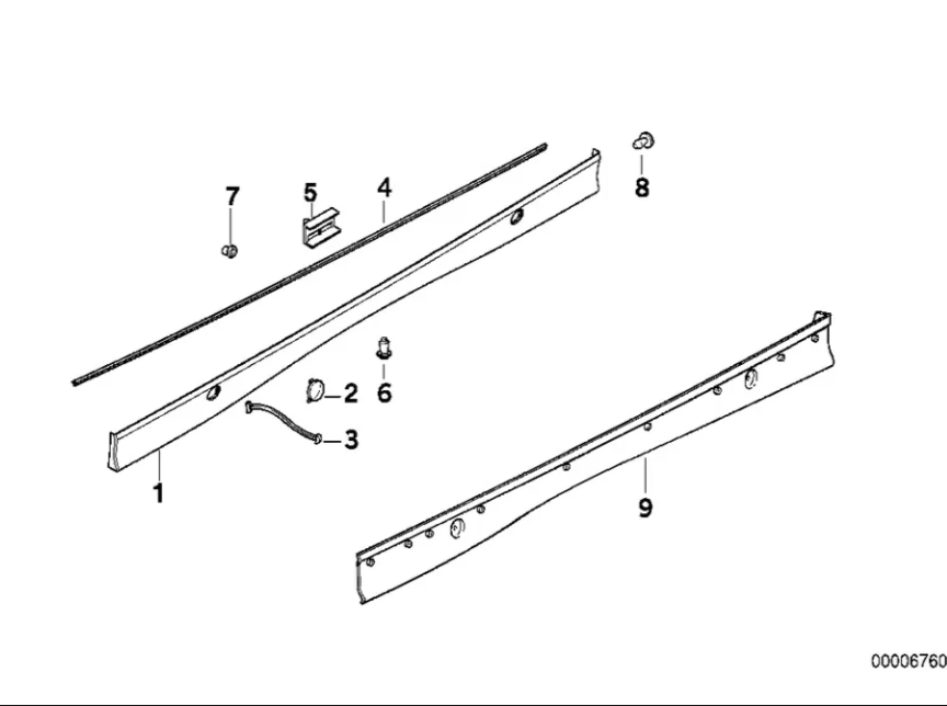 Uszczelki nakładek progowych BMW E36 M Technic